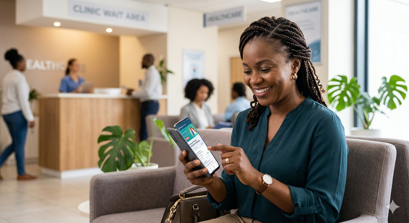 Patient using RivHeal mobile app to book an appointment